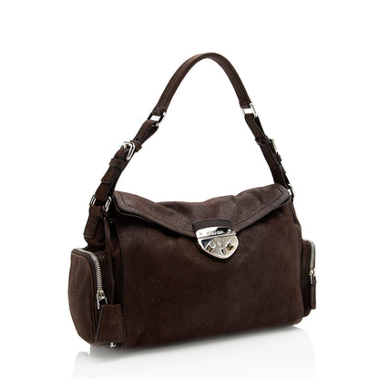 Prada Cervo Antic Easy Pushlock Flap Shoulder Bag (SHF-18304)