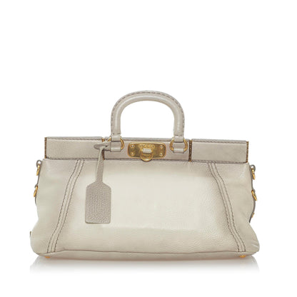 Prada Cervo Antik Frame Leather Satchel (SHG-32425)