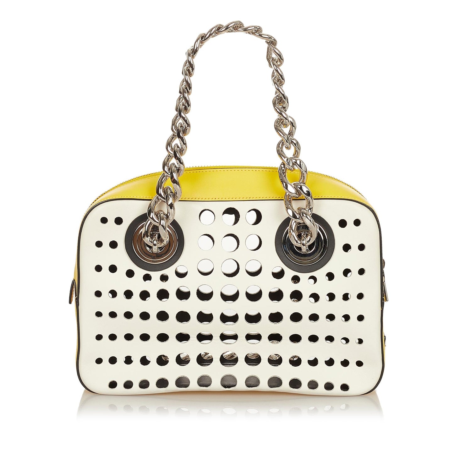 Prada City Fori Perforated Leather Handbag (SHG-32554)