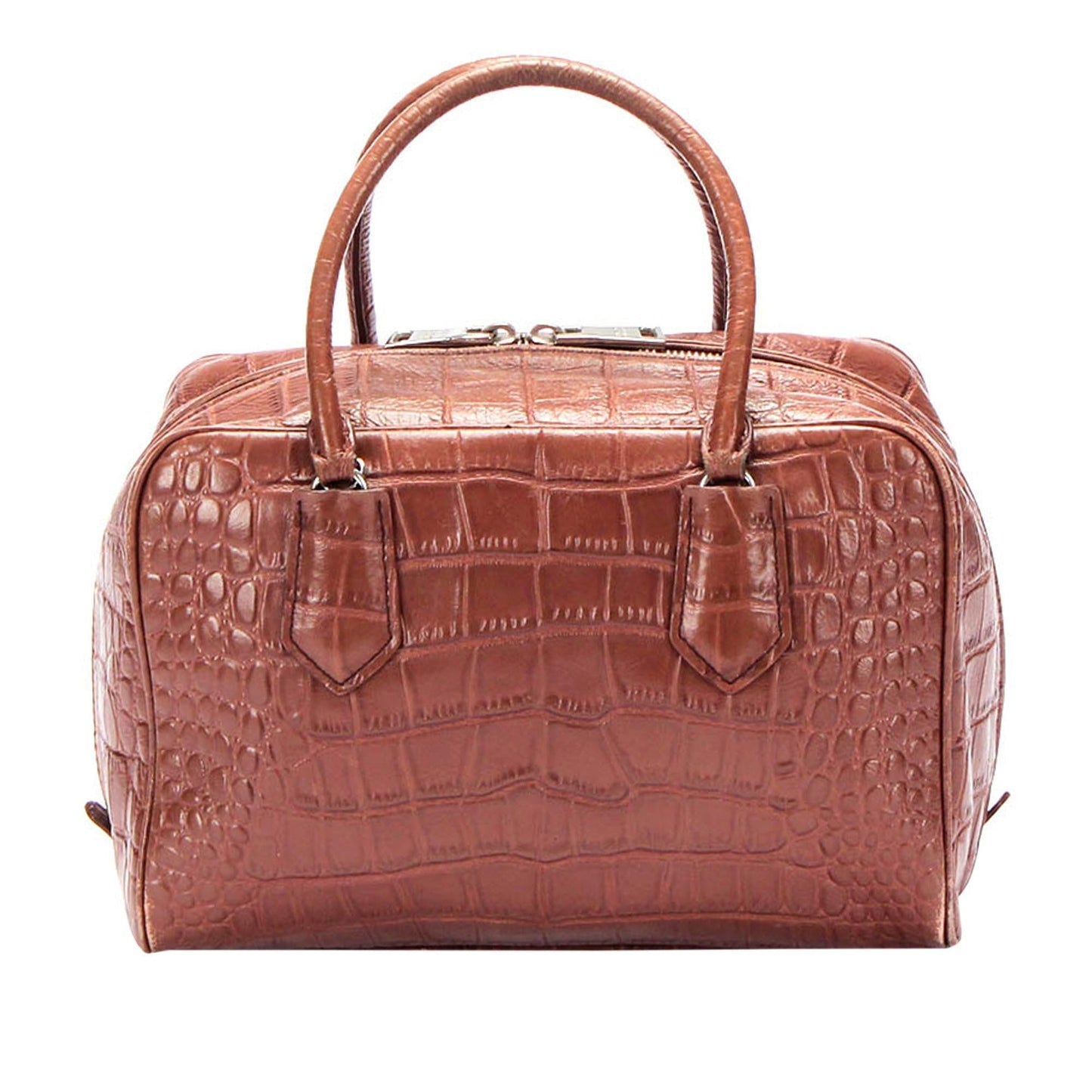 Prada Croc Embossed Leather Handbag (SHG-26197)