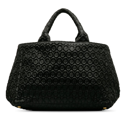 Prada Embroidered Canapa Satchel (SHG-vzVRBU)