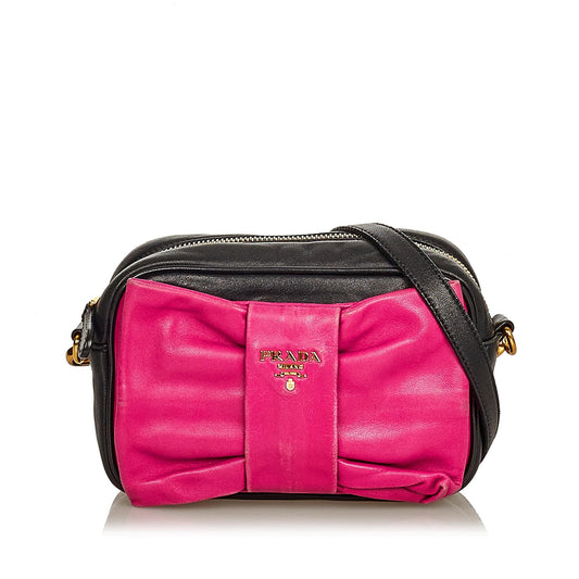 Prada Fiocco Bow Leather Crossbody Bag (SHG-25851)