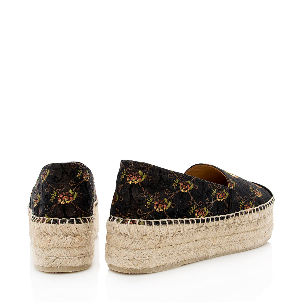 Prada Floral Jacquard Anemon Espadrilles - Size 8 / 38 (SHF-18660)