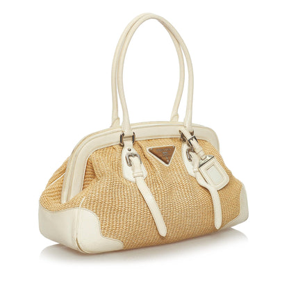 Prada Frame Raffia Shoulder Bag (SHG-29204)