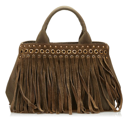 Prada Fringed Canapa Handbag (SHG-35713)