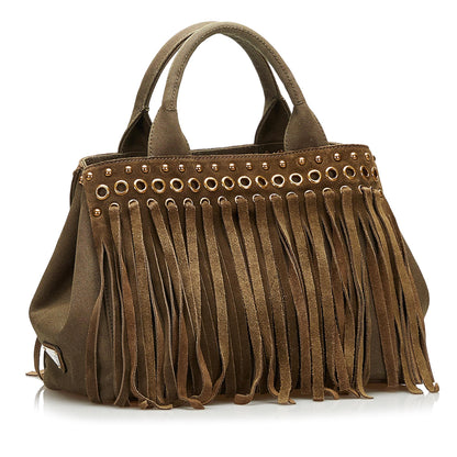 Prada Fringed Canapa Handbag (SHG-35713)