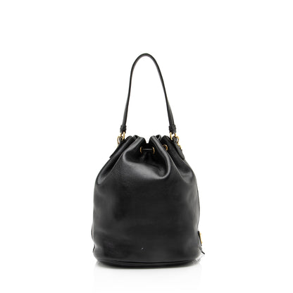 Prada Glace Calf Logo Secchiello Mini Bucket Bag (SHF-23357)