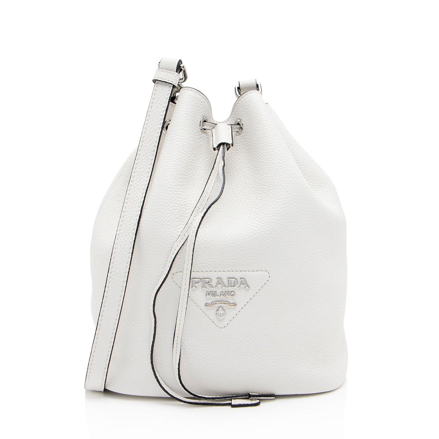 Prada Leather Drawstring Bucket Bag (SHF-N7cCZ1)