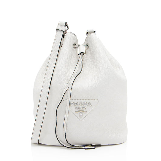 Prada Leather Drawstring Bucket Bag (SHF-N7cCZ1)