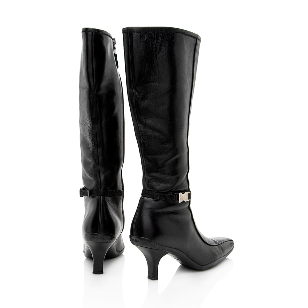 Prada Leather Buckle Boots - Size 6 / 36 (SHF-17936)