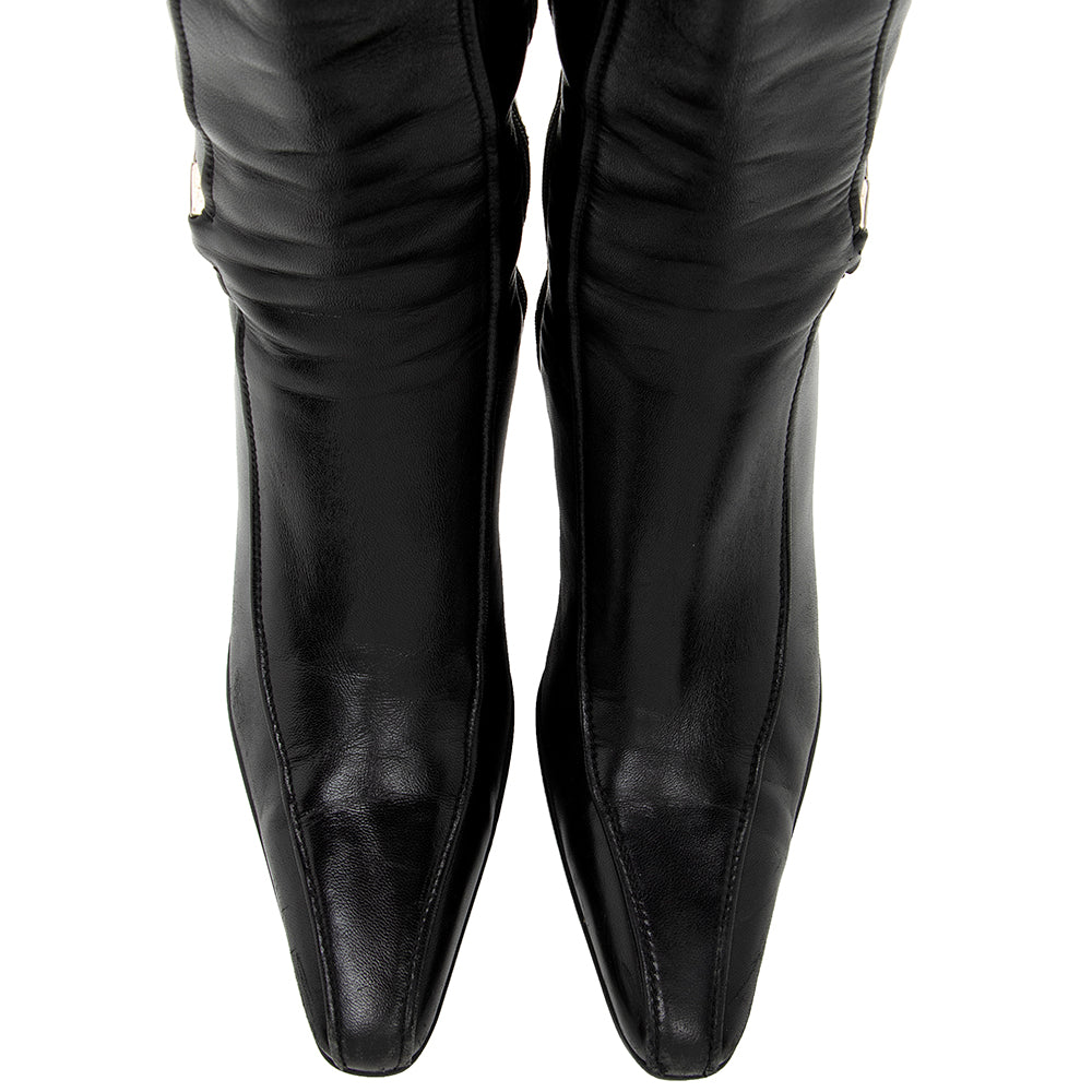 Prada Leather Buckle Boots - Size 6 / 36 (SHF-17936)