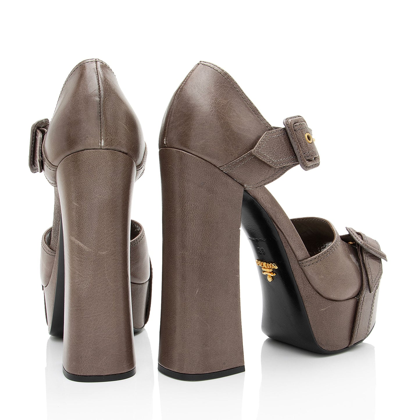 Prada Leather Buckle Platform Sandals - Size 9 / 39