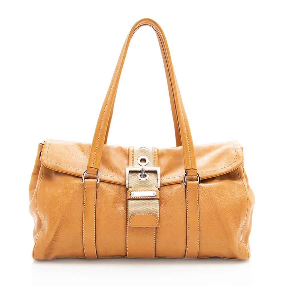 Prada Leather Buckle Shoulder Bag (SHF-18194)