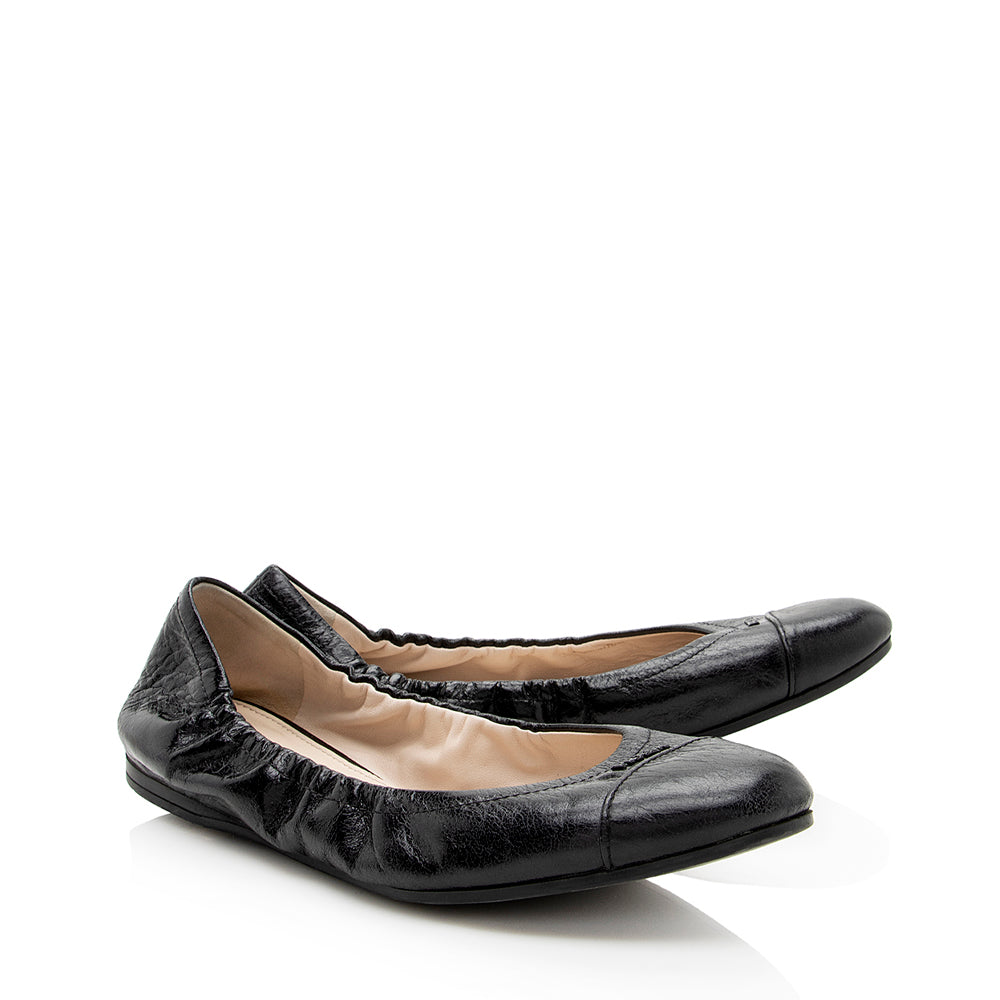 Prada Leather Cap Toe Flats - Size 7 / 37 (SHF-19086)