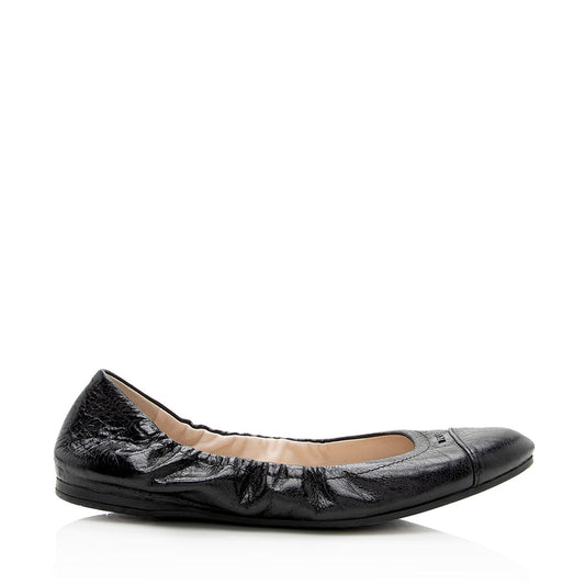 Prada Leather Cap Toe Flats - Size 7 / 37 (SHF-19086)