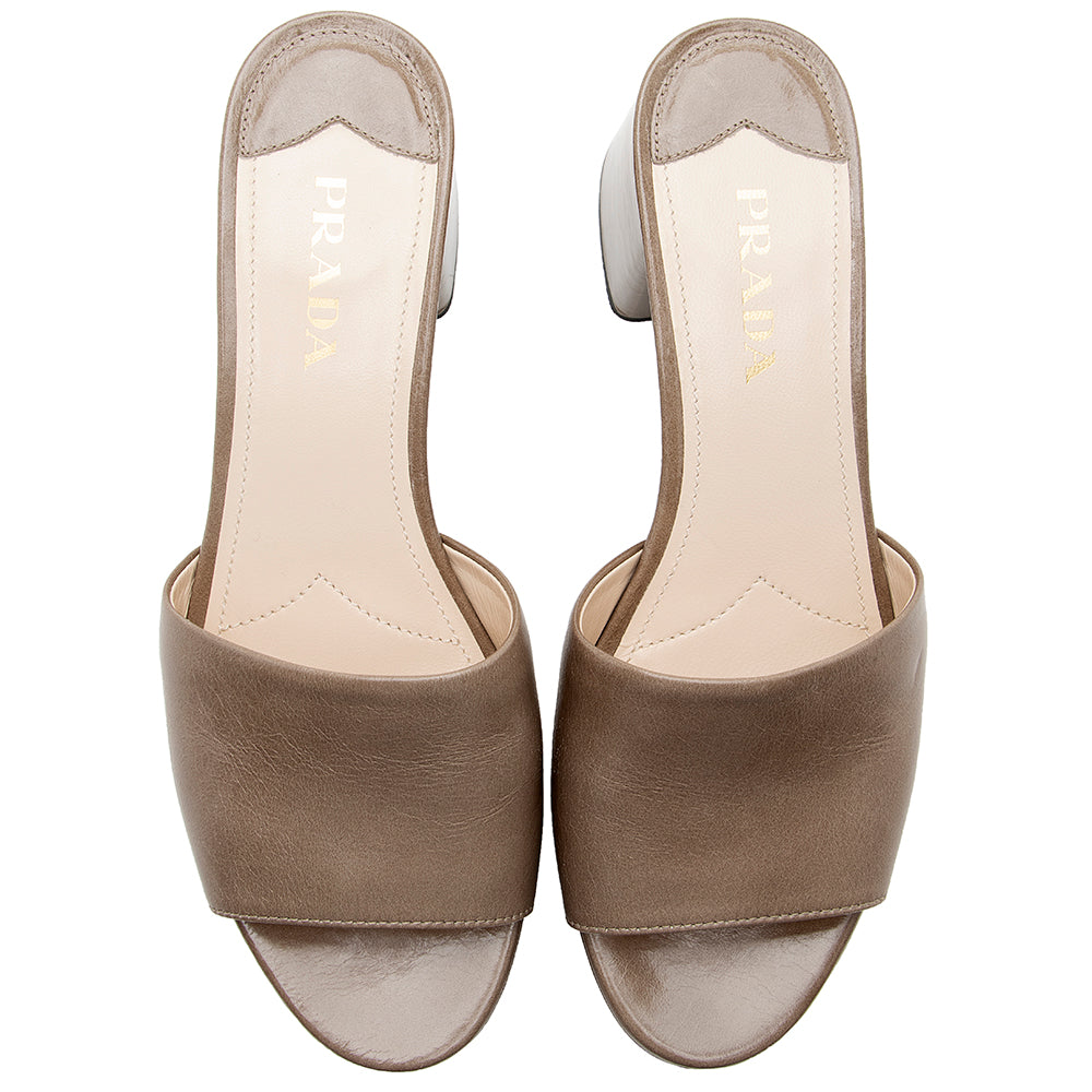 Prada Leather Platform Sandals - Size  8 / 38 (SHF-19302)