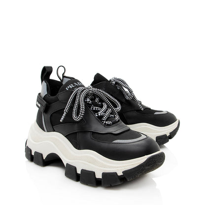 Prada Leather Pegasus Trainer Sneakers - Size 8 / 38 (SHF-19276)