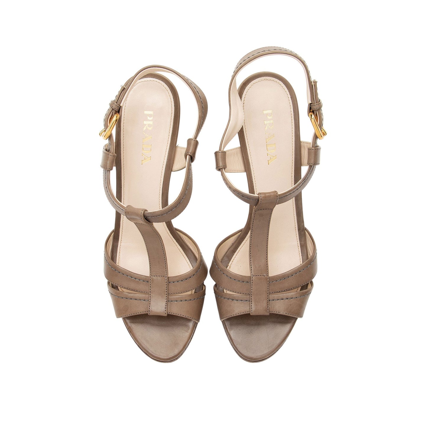 Prada Leather T-Strap Platform Sandals - Size 8 / 38