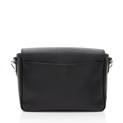 Prada Leather Triangle Logo Flap Shoulder Bag (SHF-gkkZ4n)