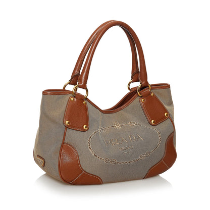 Prada Logo Canvas Shoulder Bag (SHG-30519)