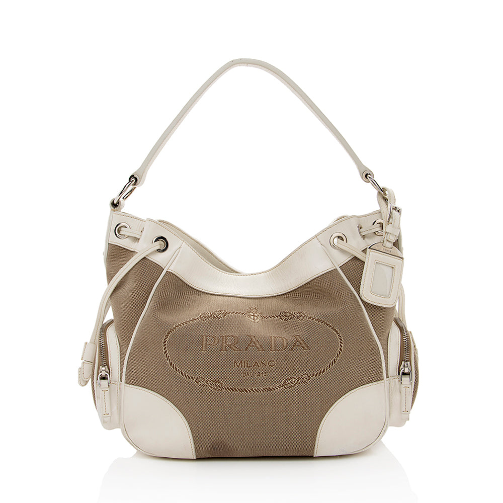 Prada Logo Jacquard Hobo (SHF-15887)
