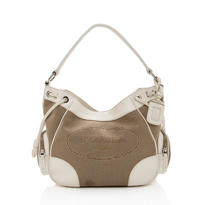 Prada Logo Jacquard Hobo (SHF-15887)