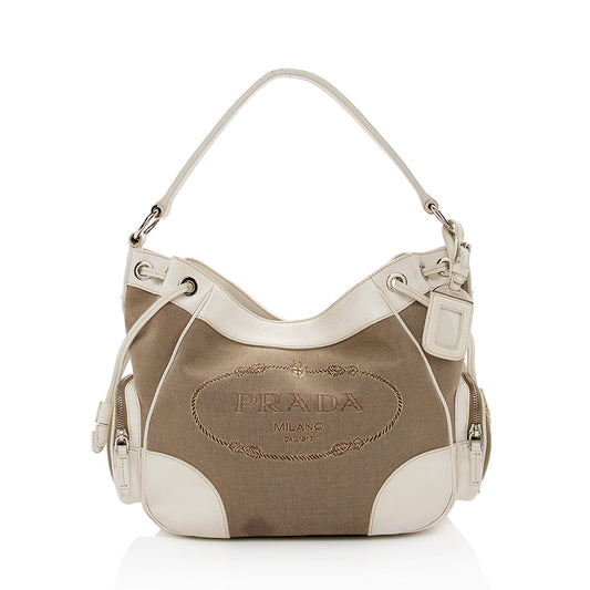 Prada Logo Jacquard Hobo (SHF-15887)