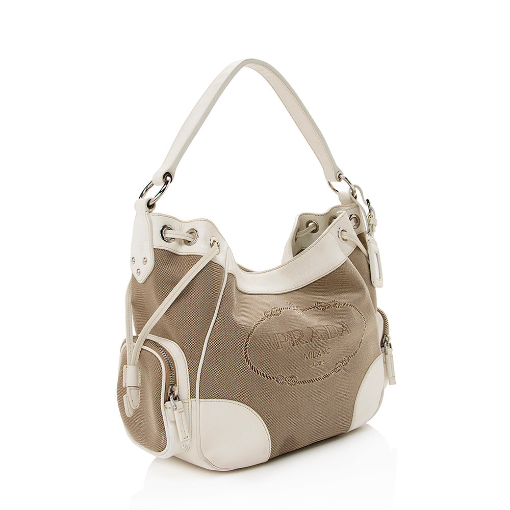 Prada Logo Jacquard Hobo (SHF-15887)