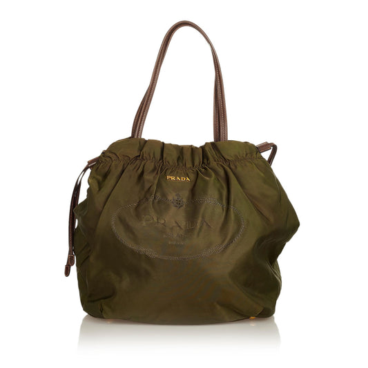 Prada Logo Tessuto Drawstring Tote Bag (SHG-25209)