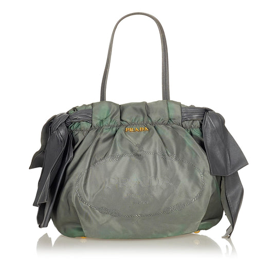 Prada Logo Tessuto Drawstring Tote Bag (SHG-26861)