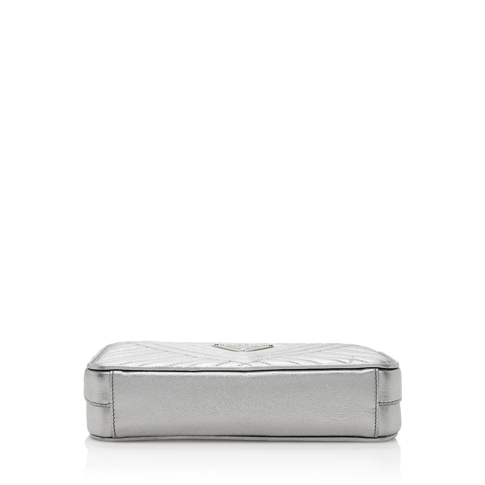 Prada Metallic Leather Diagramme Mini Shoulder Bag (SHF-18475)