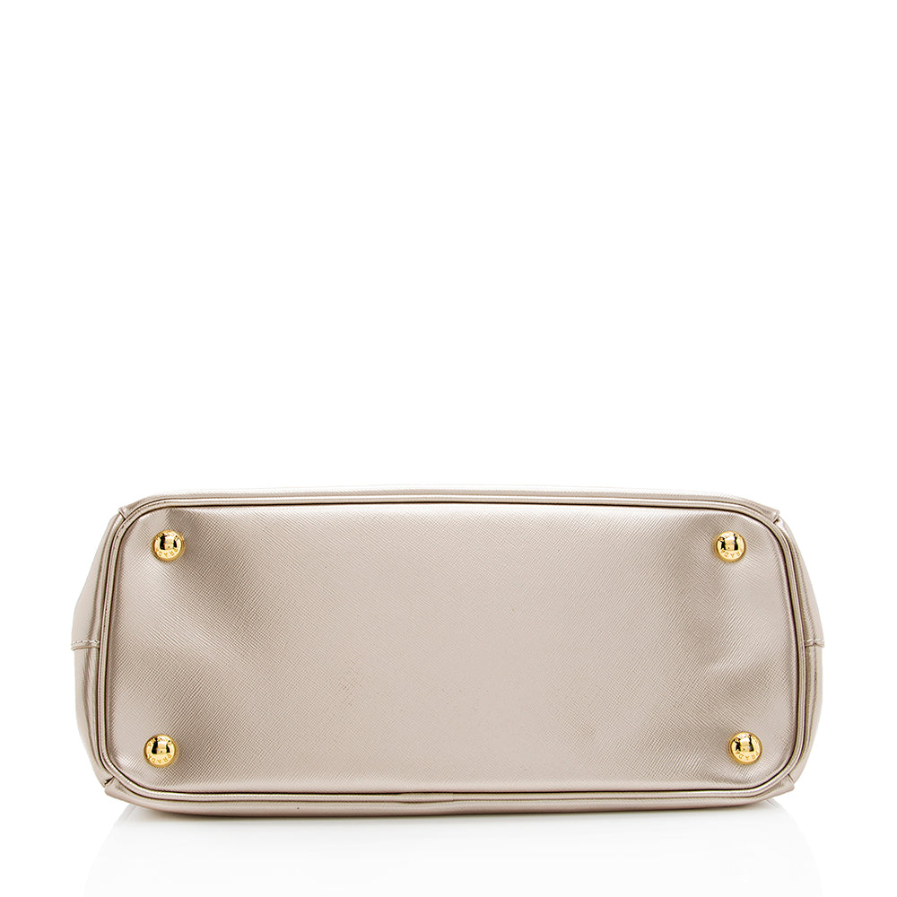 Prada Metallic Saffiano Lux Small Double Zip Tote (SHF-19017)