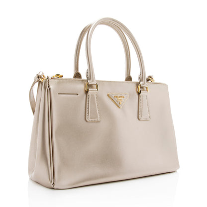 Prada Metallic Saffiano Lux Small Double Zip Tote (SHF-19017)