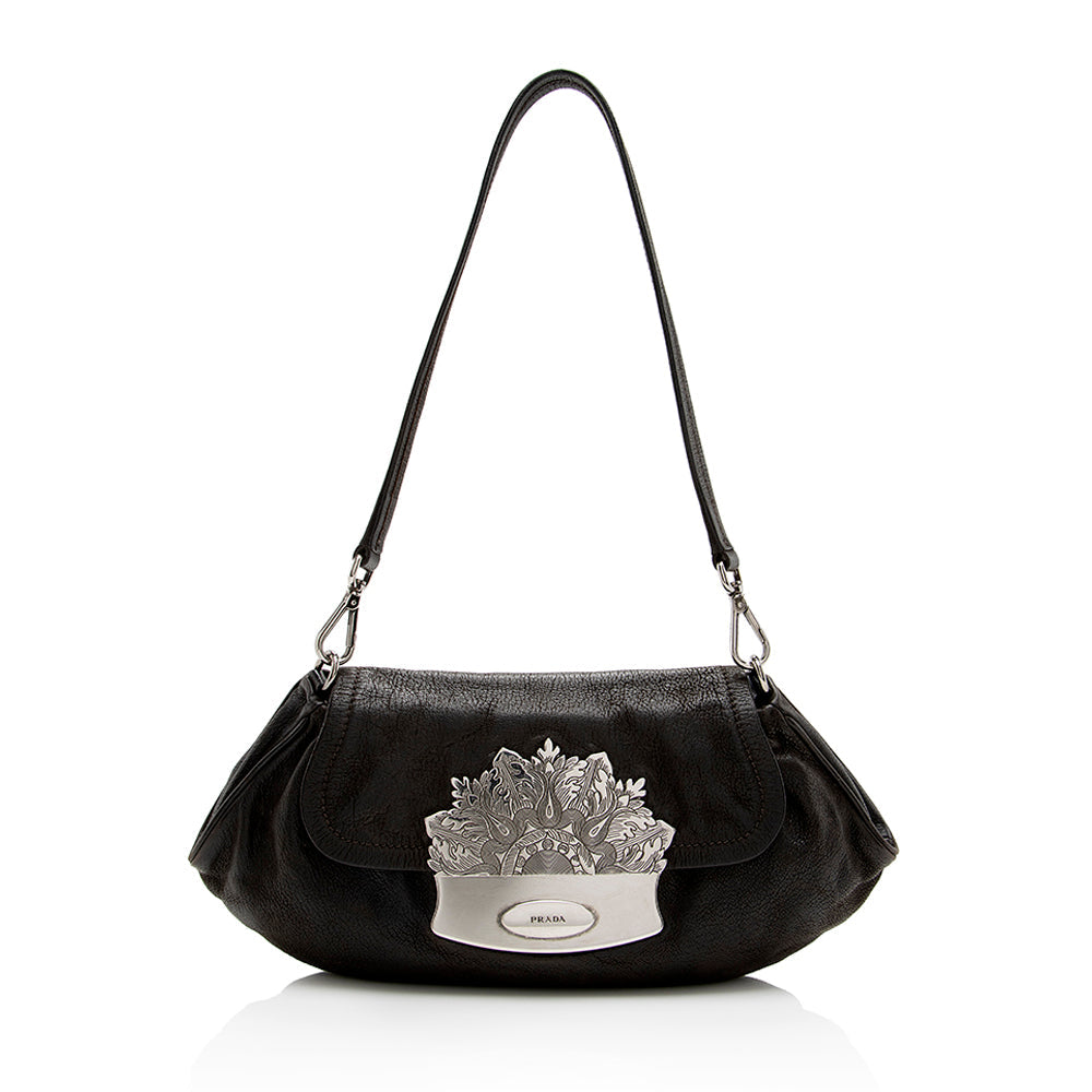 Prada Nappa Embellished Pushlock Shoulder Bag (SHF-18341)