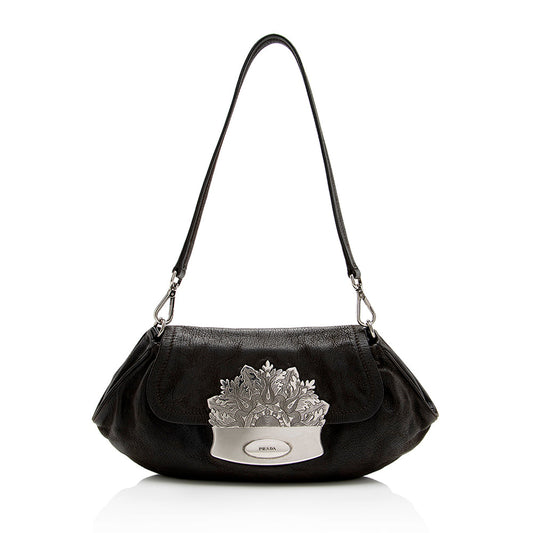 Prada Nappa Embellished Pushlock Shoulder Bag (SHF-18341)
