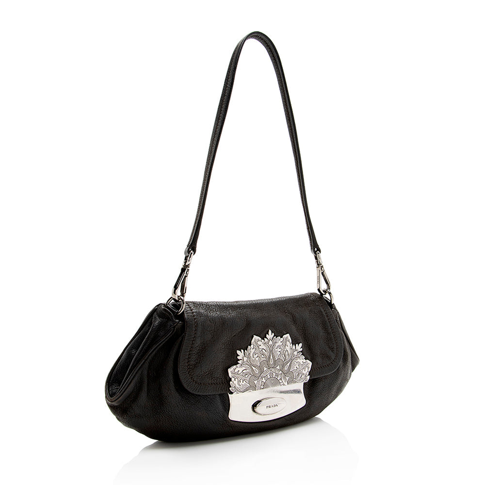 Prada Nappa Embellished Pushlock Shoulder Bag (SHF-18341)