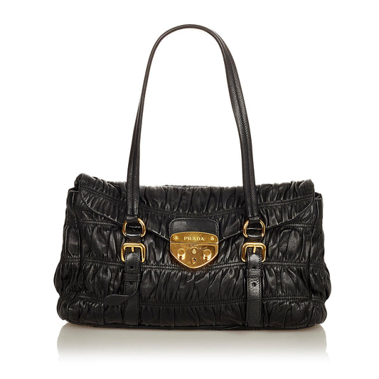 Prada Nappa Gaufre Sound Lock Handbag (SHG-26598)