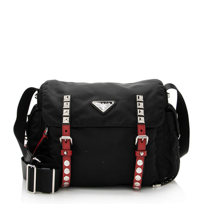 Prada New Vela Studded Messenger Bag - FINAL SALE (SHF-21531)