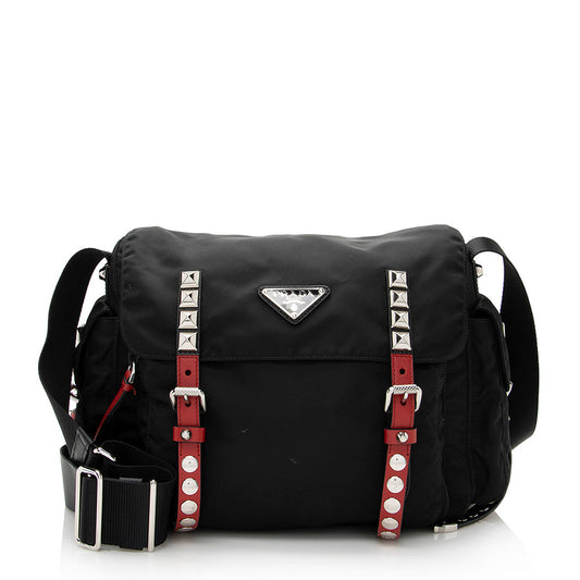 Prada New Vela Studded Messenger Bag - FINAL SALE (SHF-21531)