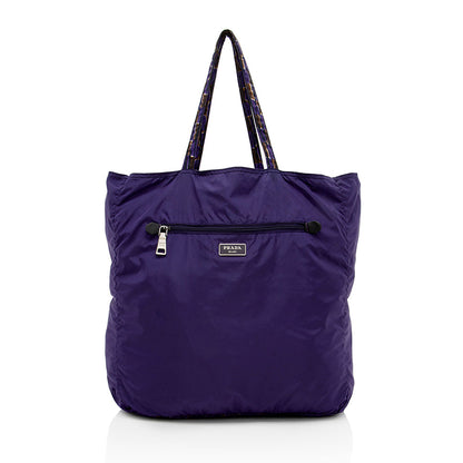 Prada Patterned Reversible Tessuto Tote (SHF-14675)