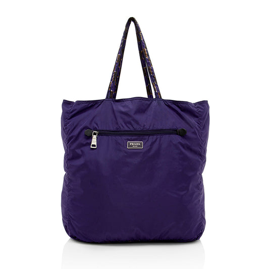 Prada Patterned Reversible Tessuto Tote (SHF-14675)