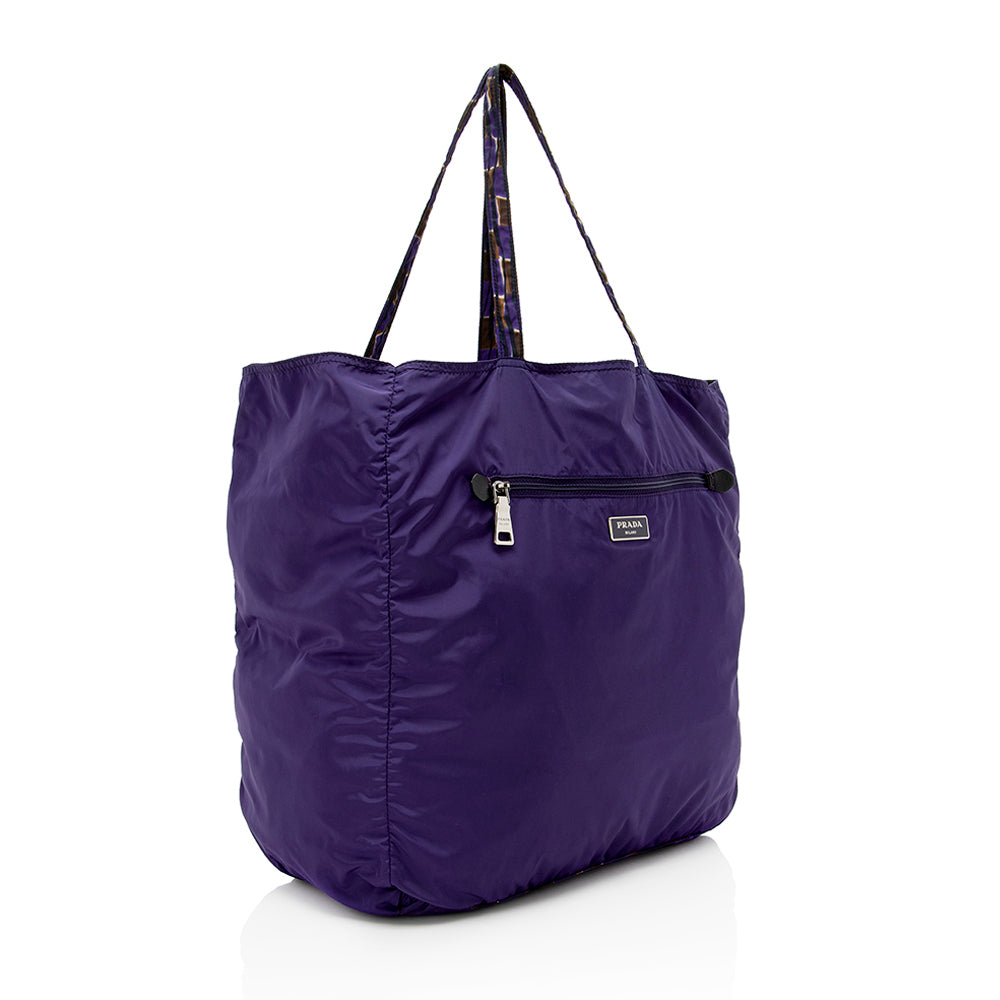 Prada Patterned Reversible Tessuto Tote (SHF-14675)