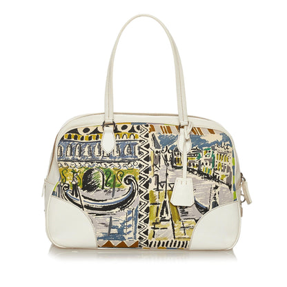 Prada Printed Canvas Shoulder Bag (SHG-28664)