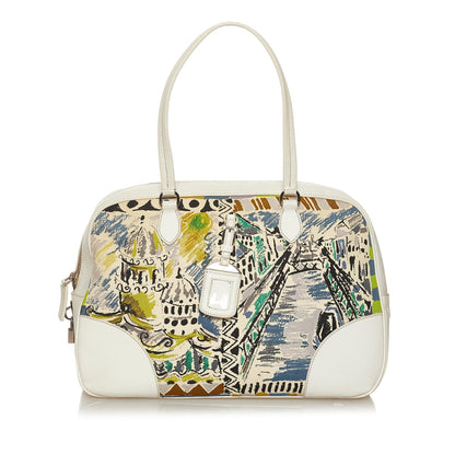 Prada Printed Canvas Shoulder Bag (SHG-28664)