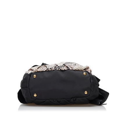 Prada Python Print Bow Tessuto Handbag (SHG-HElyI4)