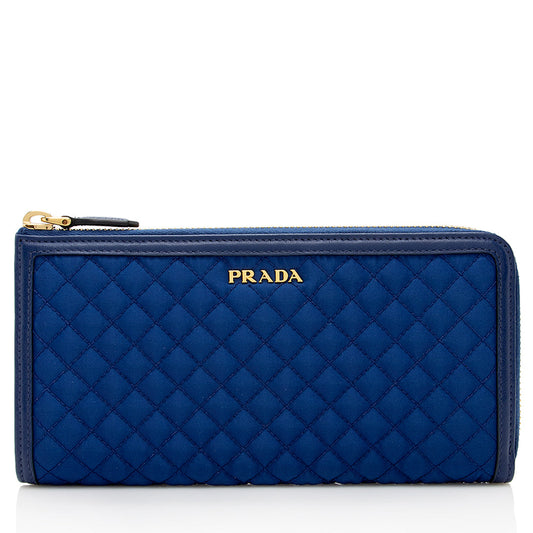 Prada Quilted Tessuto Zip Around Wallet (SHF-18240)