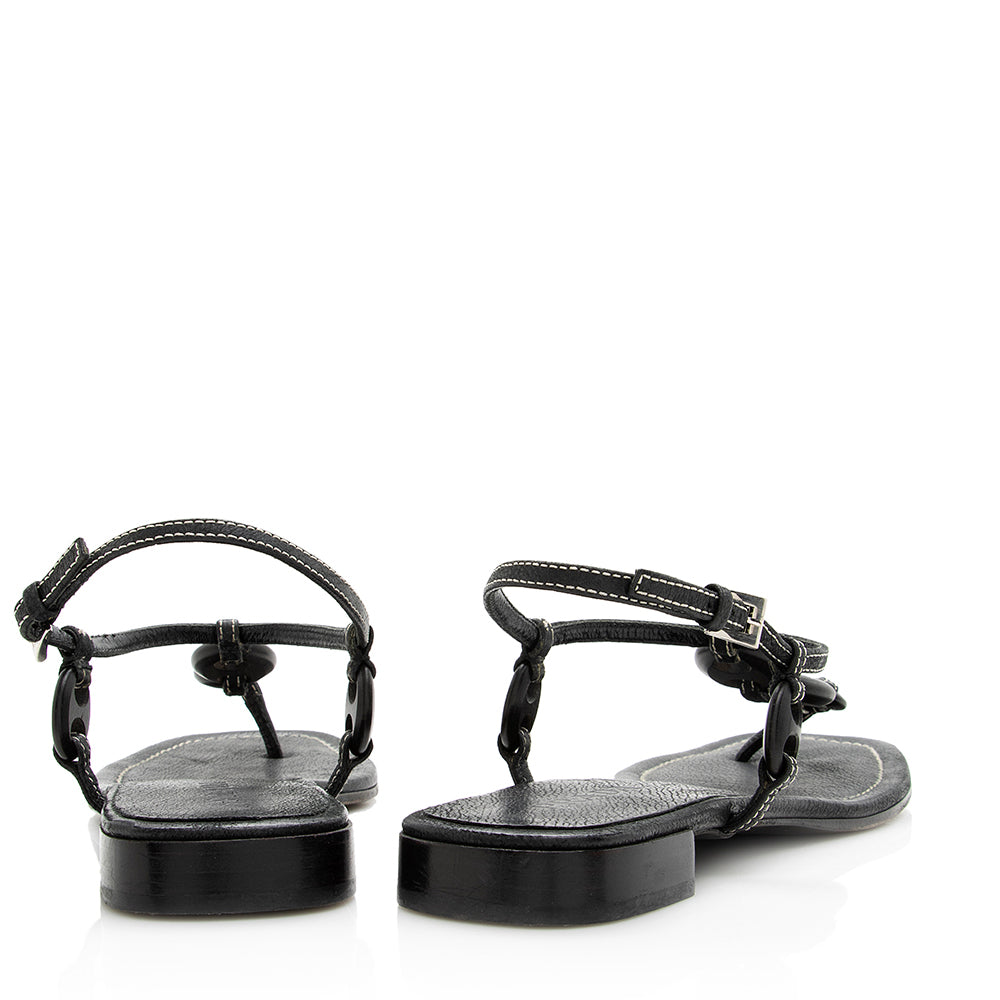 Prada Ring Flat Sandals - Size 8.5 / 38.5 (SHF-20420)