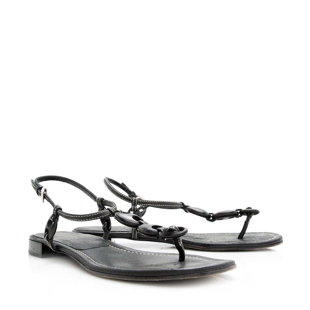 Prada Ring Flat Sandals - Size 8.5 / 38.5 (SHF-20420)