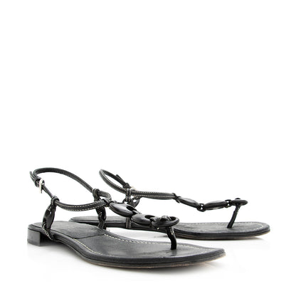 Prada Ring Flat Sandals - Size 8.5 / 38.5 (SHF-20420)