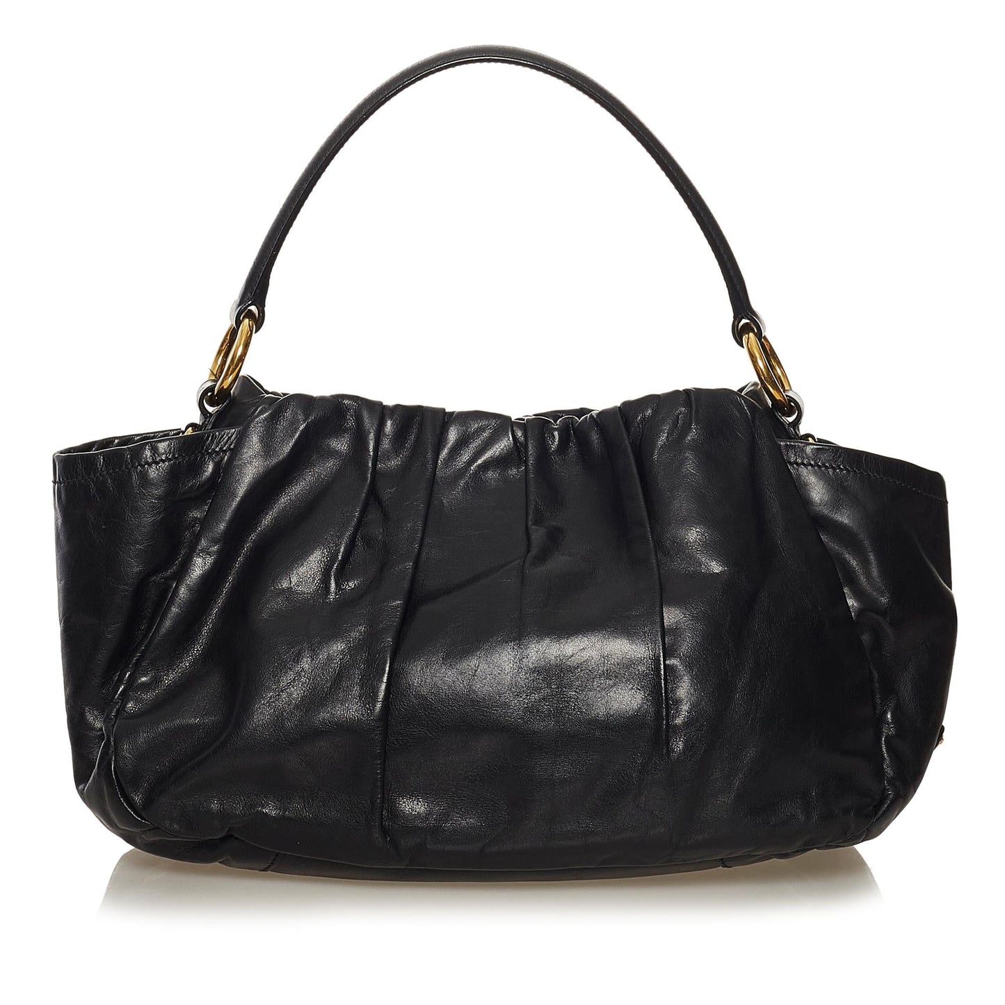 Prada Ruffled Leather Handbag (SHG-34208)